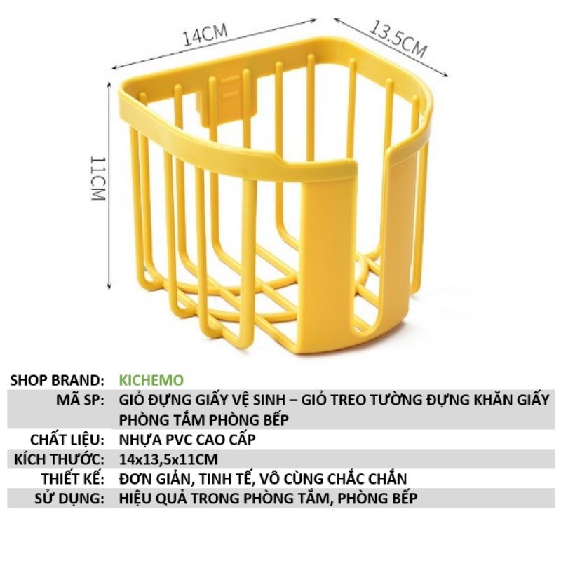 Giỏ Đựng Giấy Vệ Sinh - Giỏ Treo Tường Đựng Khăn Giấy Phòng Tắm Phòng Bếp DUYÊN CƯỜNG 16