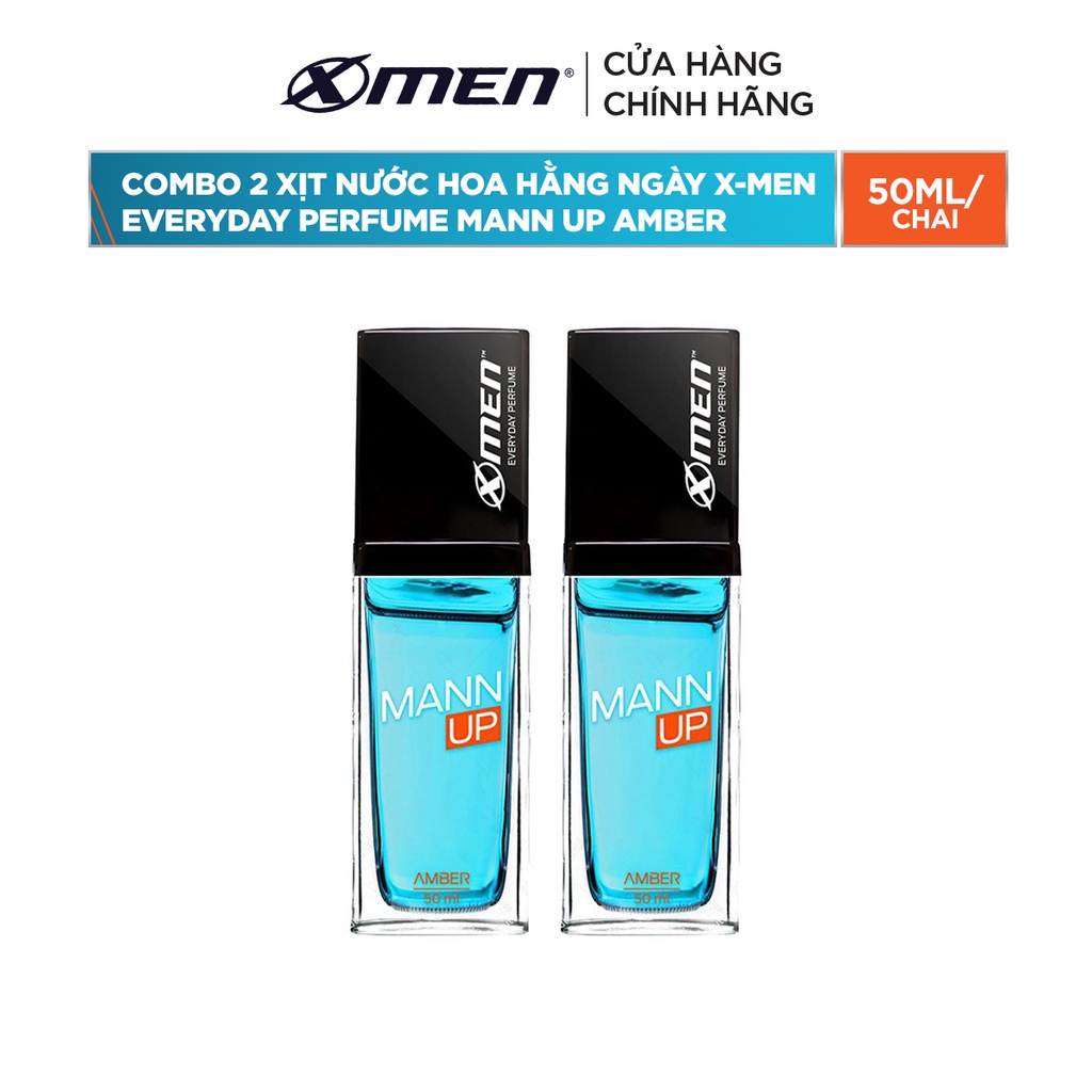 Combo 2 Xịt nước hoa hằng ngày X-Men Everyday Perfume Mann Up Amber 50ml/chai