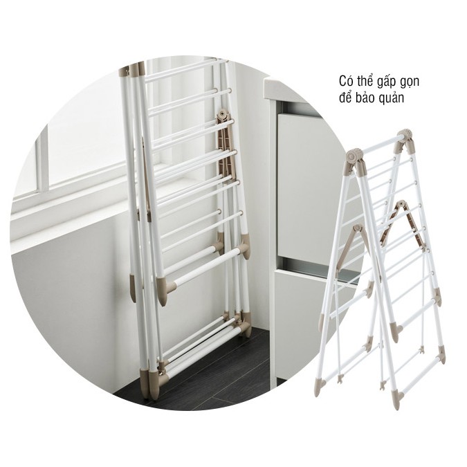 GIÁ PHƠI QUẦN ÁO CÓ THANH TREO ĐỨNG Lock&Lock- ETM522F00204 - STS, Màu be