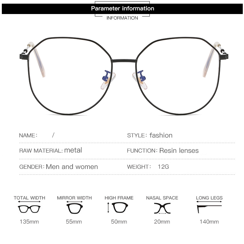 Literary Flat Light Myopia Lady Metal Frame Men Women Fashion Glasses Retro Big Frame Wild Oval Eyewear | BigBuy360 - bigbuy360.vn