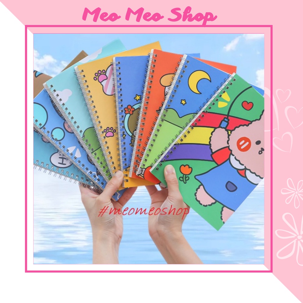 Sổ lò xo A5 kẻ ngang 60 trang bìa hoạt hình siêu cute
