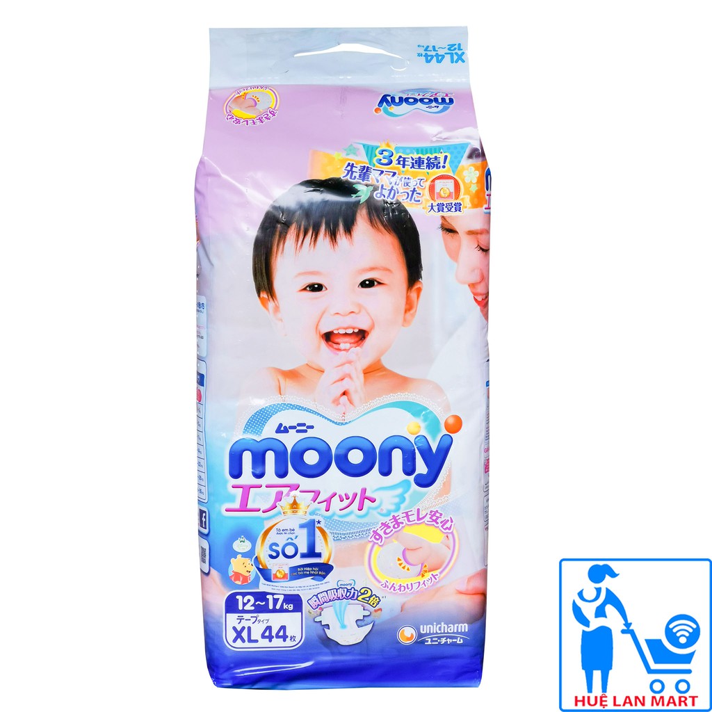 [CHÍNH HÃNG] Bỉm - Tã Dán Moony Size XL44 (Cho bé 12-17kg)