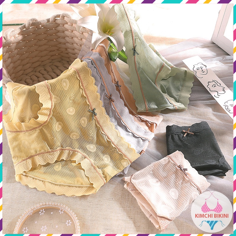 Quần lót ren dễ thương thoáng khí nâng mông tôn dáng KIMCHIBIKINI chip nữ lụa tinh khiết Ql165