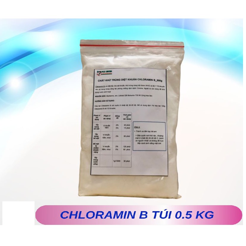 GÓI CLORAMIN B 500g – CHẤT KHỬ TRÙNG DIỆT KHUẨN HIỆU QUẢ CLORAMIN B LÀ GÌ, CLORAMIN B MUA Ở ĐÂU