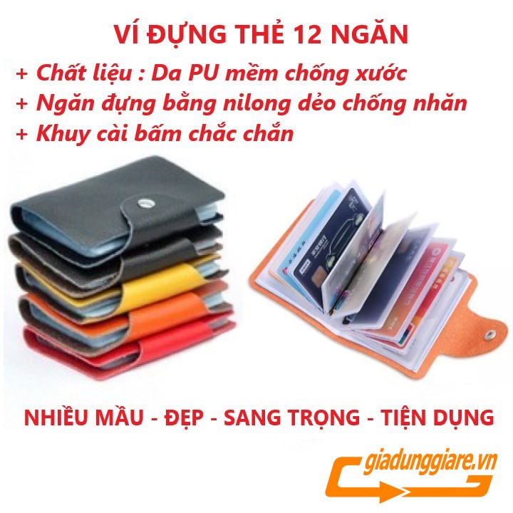 VÍ ĐỰNG THẺ (12 ngăn) bóp cầm tay đựng thẻ căn cước, thẻ ATM, danh thếp, túi bảo vệ card visit thẻ học sinh bằng lái xe