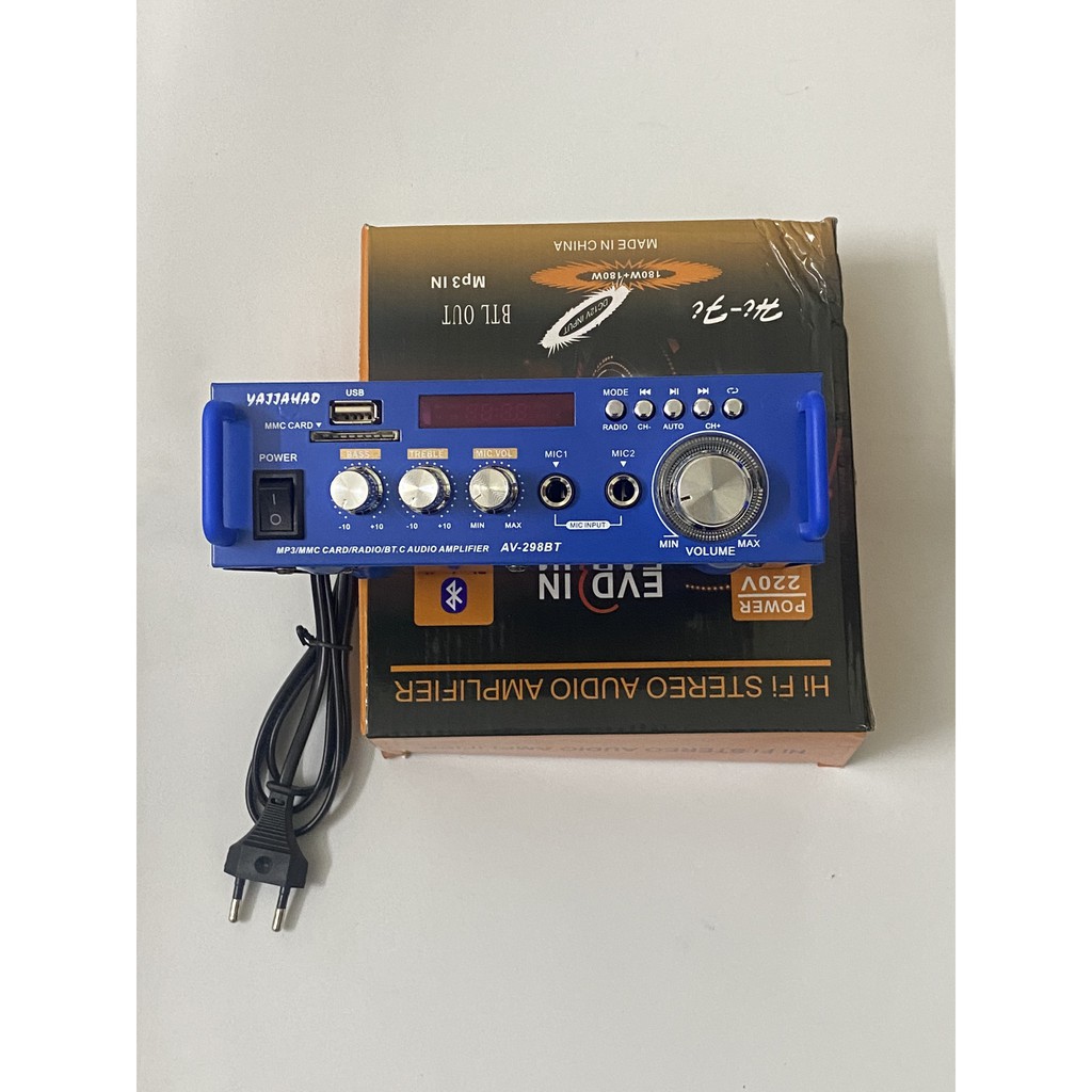 Ampli mini âm ly ô tô WXF AV-298BT đa năng Công suất lớn 360W tích hợp Bluetooth và Karaoke nguồn DC 220V Và 12V