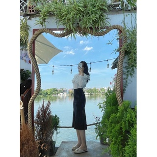 [ảnh thật shop tự chụp] Set áo sơ mi bèo phối chân váy