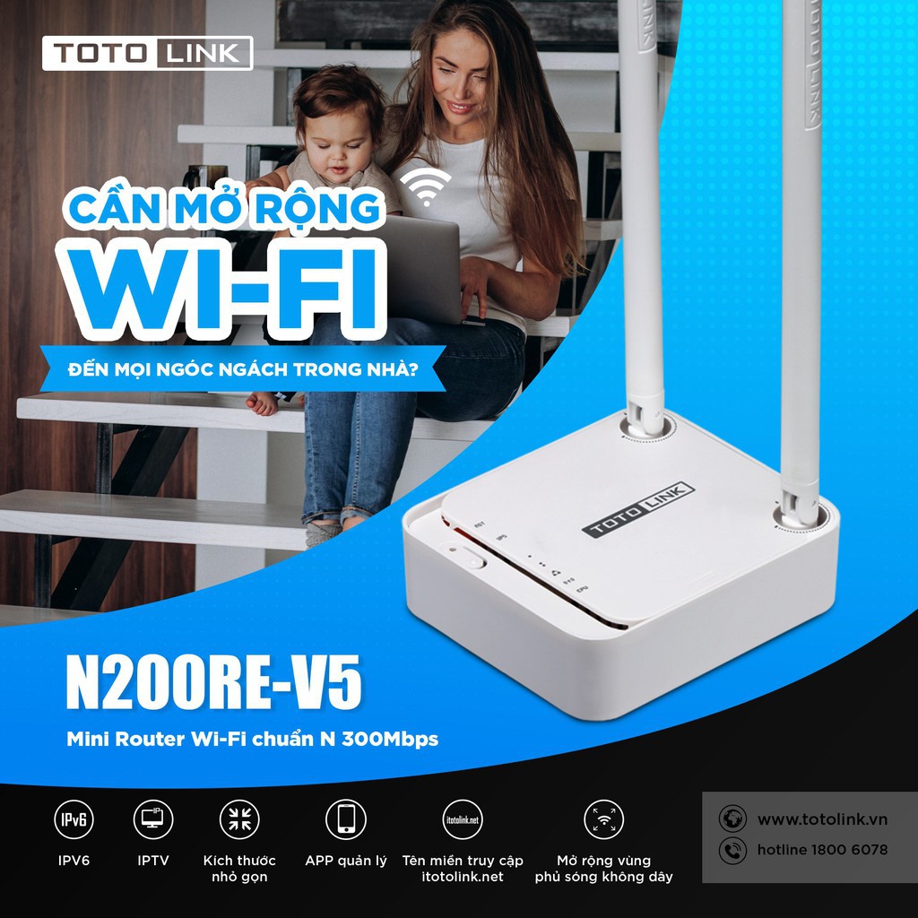 Phát Sóng WIFI TOTOLINK N200RE EX200 EX201 chính hãng, bảo hành 24 tháng