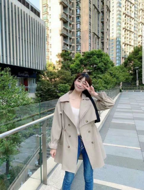 [ CÓ HÌNH THẬT] ÁO KHOÁC KAKI NỮ dáng dài thu đông cổ kép dễ thương | BigBuy360 - bigbuy360.vn