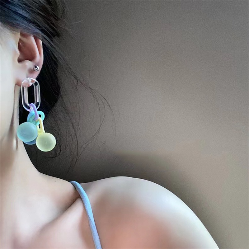Khuyên Tai Hình Chai Soda Màu Sắc Tương Phản Bằng Acrylic G009 Cho Nữ