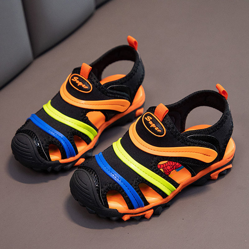 Caterpillar Boy's Beach Shoes Closed Toe New Color-Matching Sandals Summer Solid Soft Bottom Non-Slip Medium and Big Children Girls【4Month10Day After】 D5ep