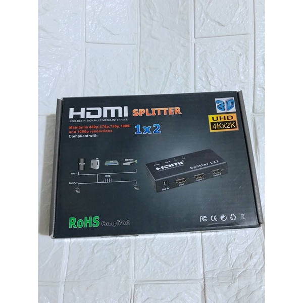 Hup HDMI Bộ Chia HDMI 4K 1 ra 2 Cổng Kết Nối 1 Máy Tính Ra 2 Màn Hình Chiếu Cùng Lúc