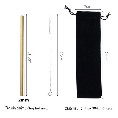 Ống Hút Inox HOKU Size Lớn Hút Trà Sữa Trân Châu, Tái Sử Dụng, Không Gỉ, An Toàn Sức Khỏe-OHI02