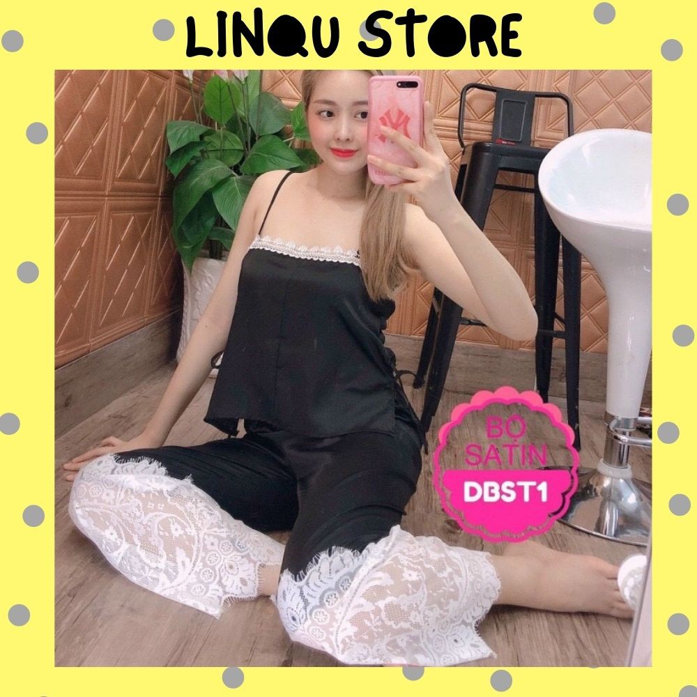 Đồ ngủ sexy  Freeship  Đồ ngủ nữ sexy hai dây phối ren trắng siêu xinh Freesize dưới 60kg - Linqu Sleepwear