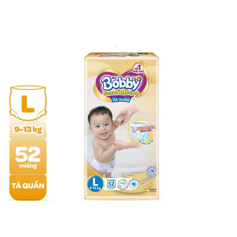 Tã quần/Tã dán Bobby Extra Soft S70/S74, M64,L56/L58,XL50/XL52,XXL46 mới