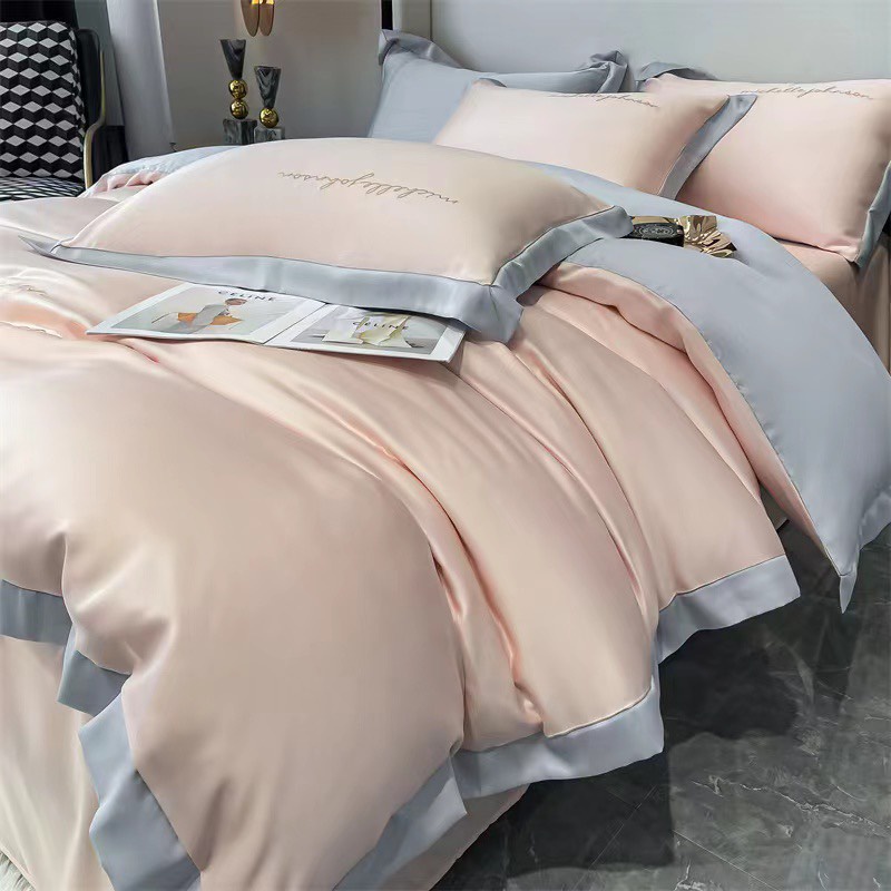 Bộ chăn ga gối lụa trơn sang trọng, Chất phi lụa mền mướt thoáng mát mang lại cảm giác dễ chịu, Hàng nhập khẩu