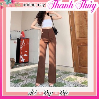  Quần ống loe💖FREESHIP💖Quần ống loe cạp cao ống suông 2 cúc