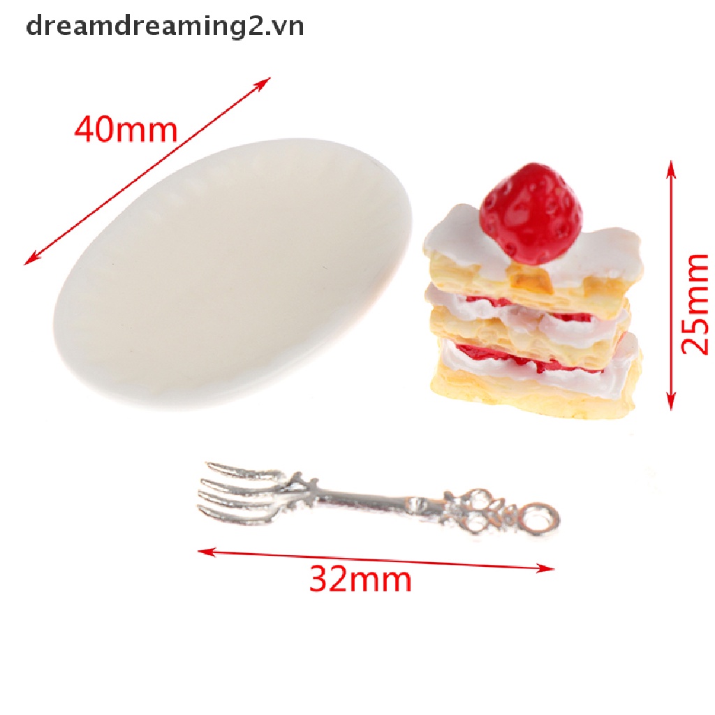 1 Bộ Nĩa Dâu Tây Trang Trí Nhà Búp Bê