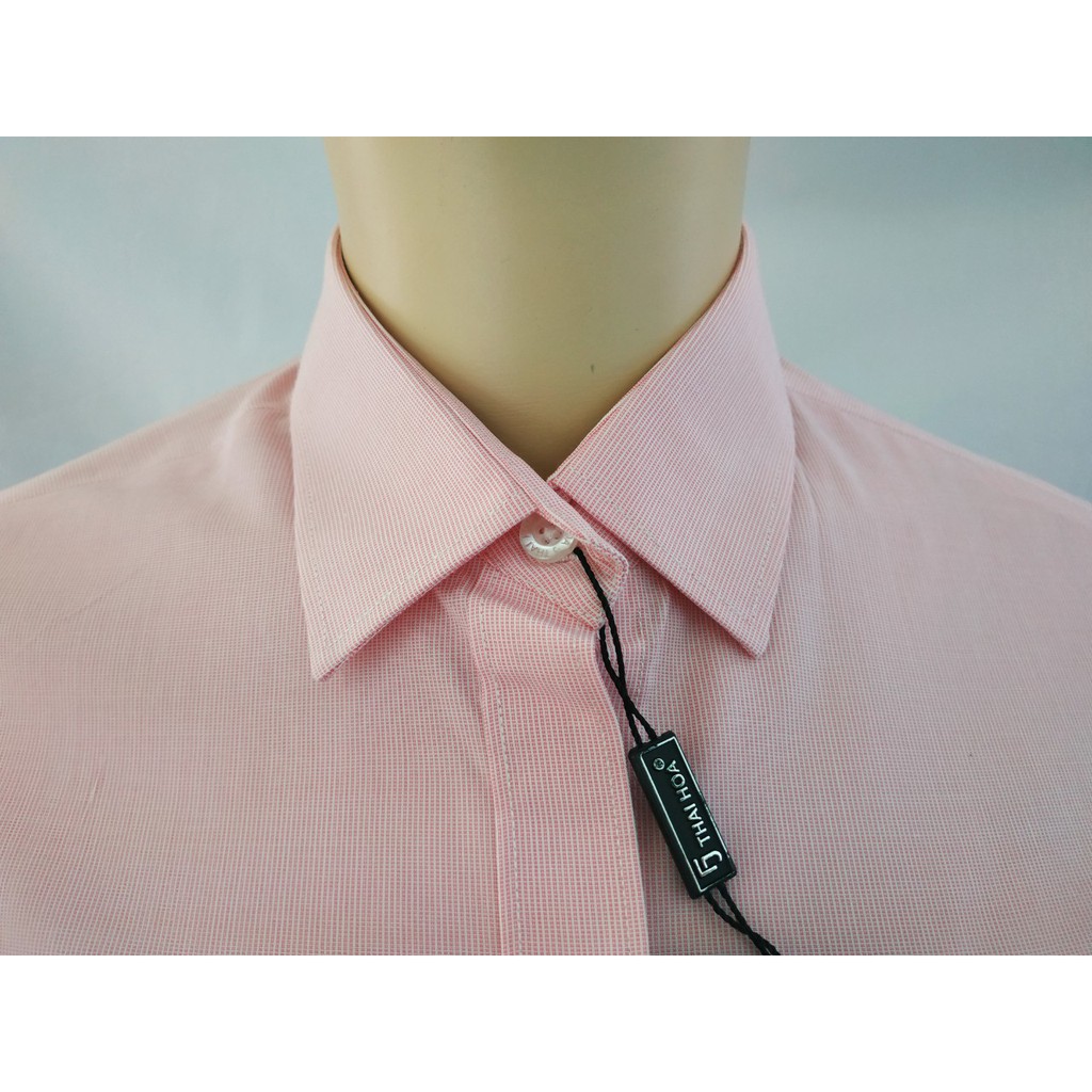 Áo sơ mi Thái Hoà màu hồng caro nhuyễn 631-10 và sọc xuôi 640-10 | BigBuy360 - bigbuy360.vn