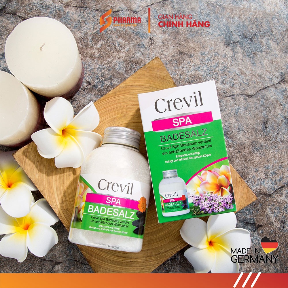 CREVIL SPA BADESALZ 600G - Muối tắm làm đẹp da, sạch mụn, tẩy da chết, nhập khẩu Đức