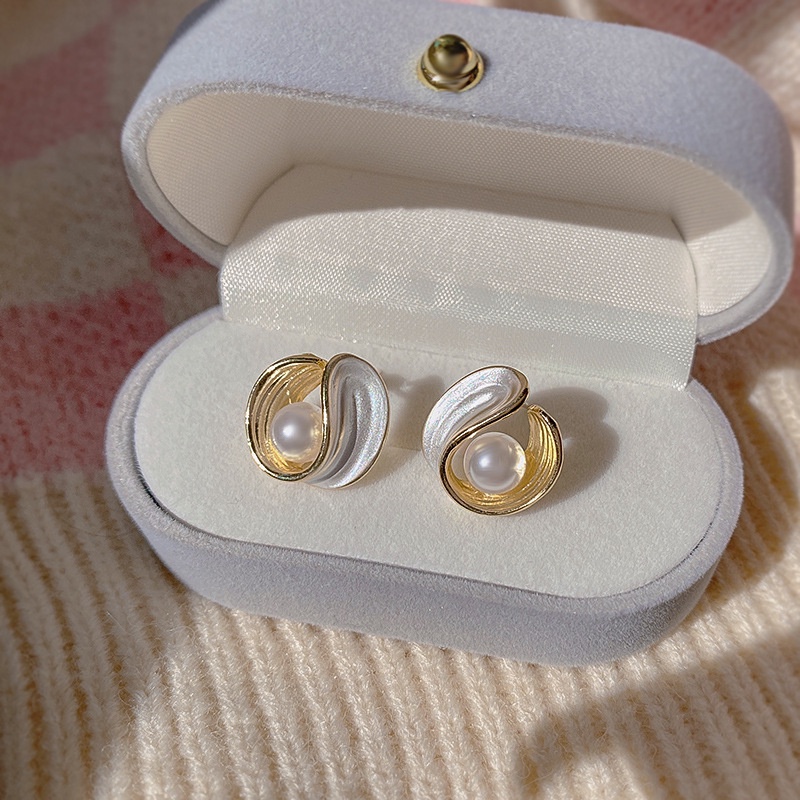 Bông Tai Hình Tròn Đính Ngọc Trai Giả Phong Cách Pháp Thời Trang Đơn Giản Thời Trang Cho Nữ