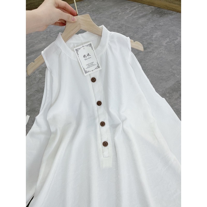 Áo Váy Sơ Mi Đũi Hở Vai Điệu Đà | BigBuy360 - bigbuy360.vn