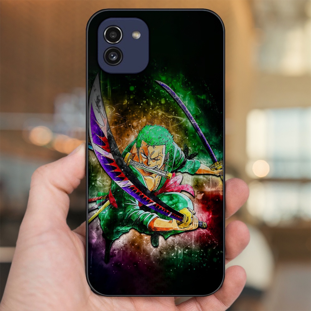 Ốp lưng Samsung A03 viền đen in hình Zoro One Piece