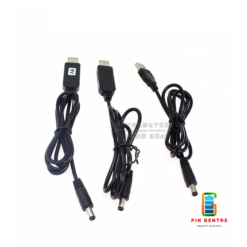Dây nguồn USB 5V đổi điện áp sang 5V-9V-12V jack 5.5x2.1mm