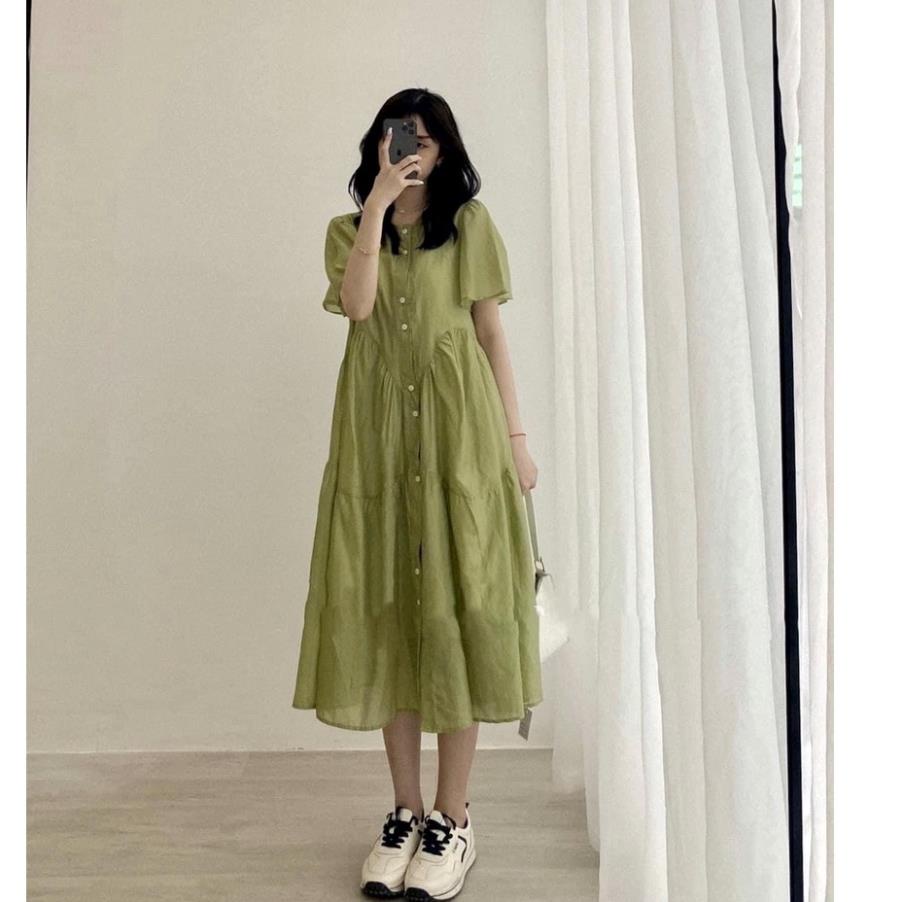 ( Bán sỉ) Váy babydoll vải đũi mềm CỘC TAY xoè dài kèm váy hai dây LOLLA_FASHION