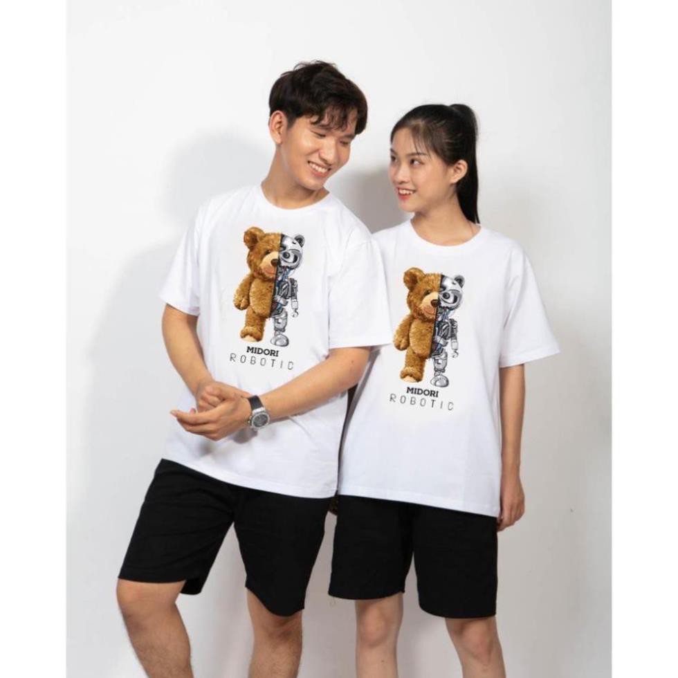 Áo thun nữ nam form rộng tay lỡ Phông Unisex 100% Cotton Chính Hãng Gấu Robot Cao Cấp Local Brand Mi Midori