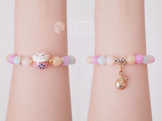 Vòng Tay Mèo Gốm Thần Tài Mic Charm May Mắn