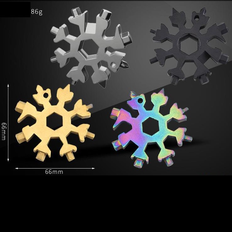 Cờ Lê Đa Năng Hình Bông Tuyết Kết Hợp Công Cụ Móc Khóa Bông Tuyết Di Động Nhỏ Gọn