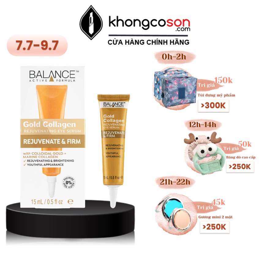 Kem Dưỡng Mắt Balance Giúp Giảm Thâm Và Tái Tạo Da Mắt Active Formula Gold Collagen Rejuvenating Eye 15ml - Khongcoson