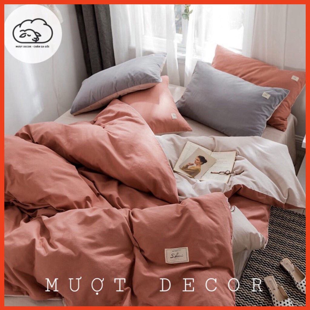 Chăn Ga Gối ❤️ cotton đũi trơn màu chăn ga gối đệm hàn quốc cotton tici miễn phí bo chun Mượt Decor