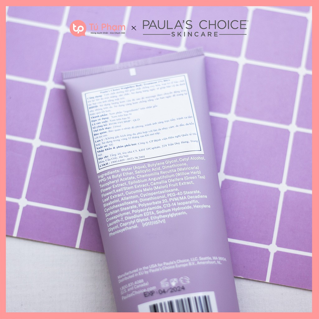 Kem Dưỡng Thể Paula's Choice Kem Dưỡng Thể 2% BHA Paula's Choice Resist Weightless Body Treatment With 2% BHA