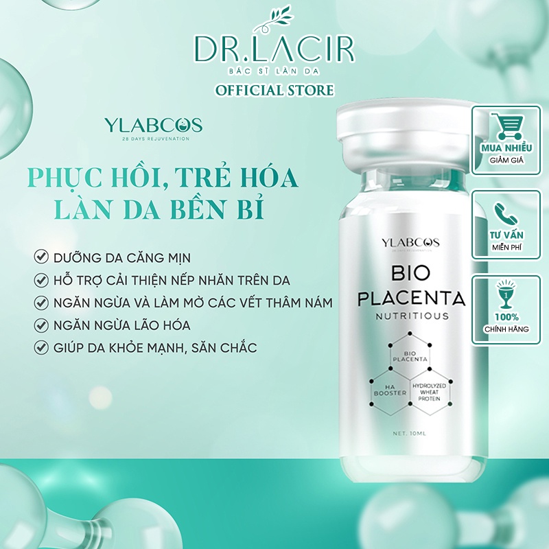 Huyết Thanh Siêu Phục Hồi Ylabcos - Bio Placenta,Giúp Dưỡng ẩm da,ngăn ngừa lão DR LACIR 10ml DR51