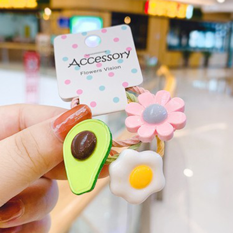 Set 3 Dây Buộc Tóc Đính Hoa Dễ Thương Cho Bé Gái