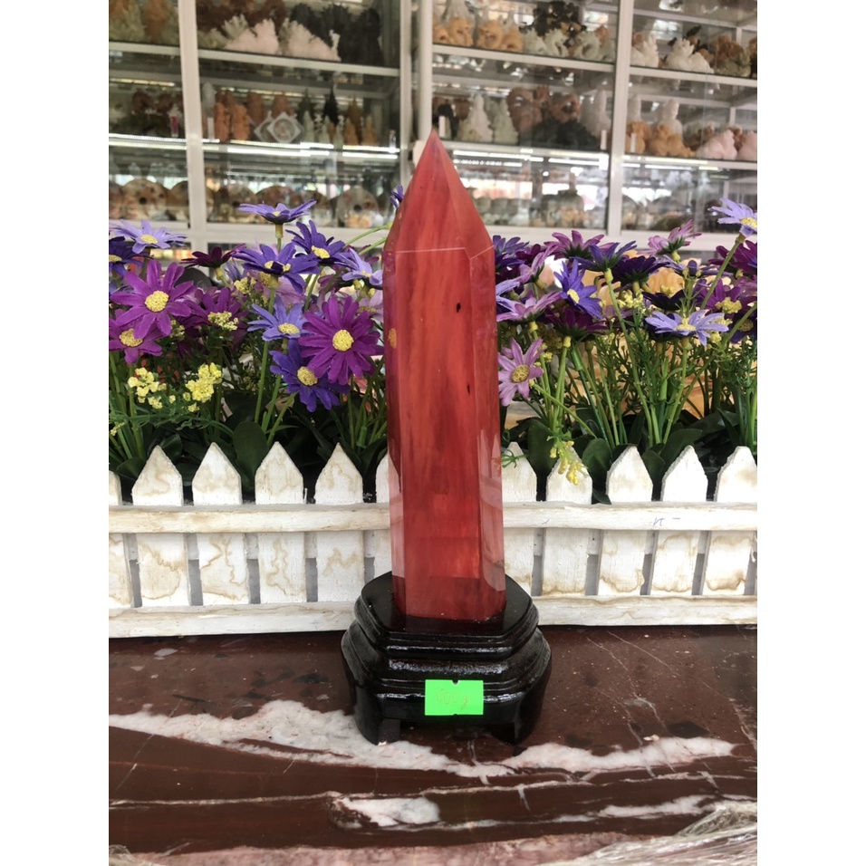 Trụ đá phong thủy trấn thạch đá núi lửa Obsidian đỏ