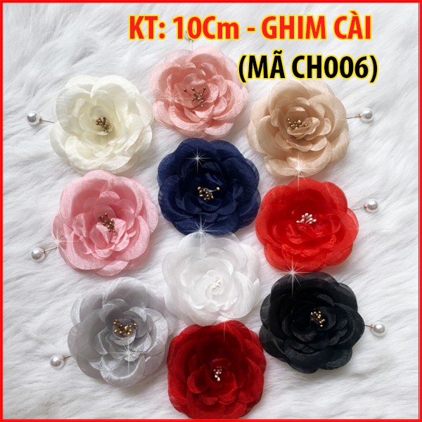 Tag Hoa Voan Cài Áo, Hoa Cài Áo Váy Handmade, Có Trâm Cài Áo Váy Nhiều Màu 10 CM - CÀI ÁO HOA VOAN CAO CẤP CH006 CH001