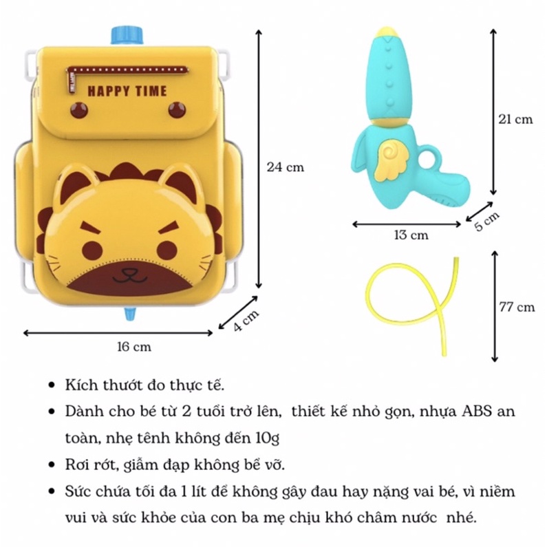 Đồ chơi balo có súng phun nước với nhiều kiểu dáng và màu sắc dễ thương cho bé - TiNa’s House