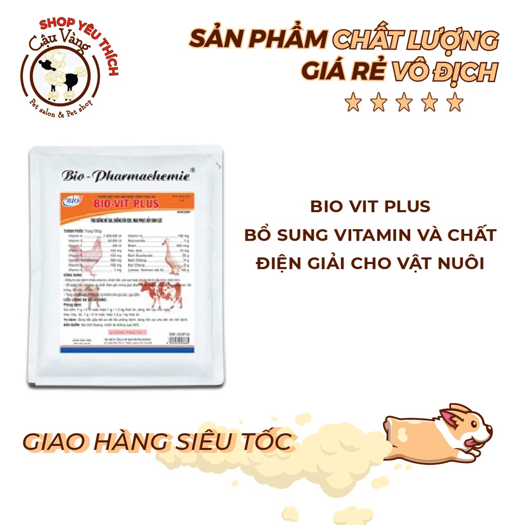 BIO VIT PLUS BỔ SUNG VITAMIN VÀ CHẤT ĐIỆN GIẢI CHO VẬT NUÔI GÓI 5G