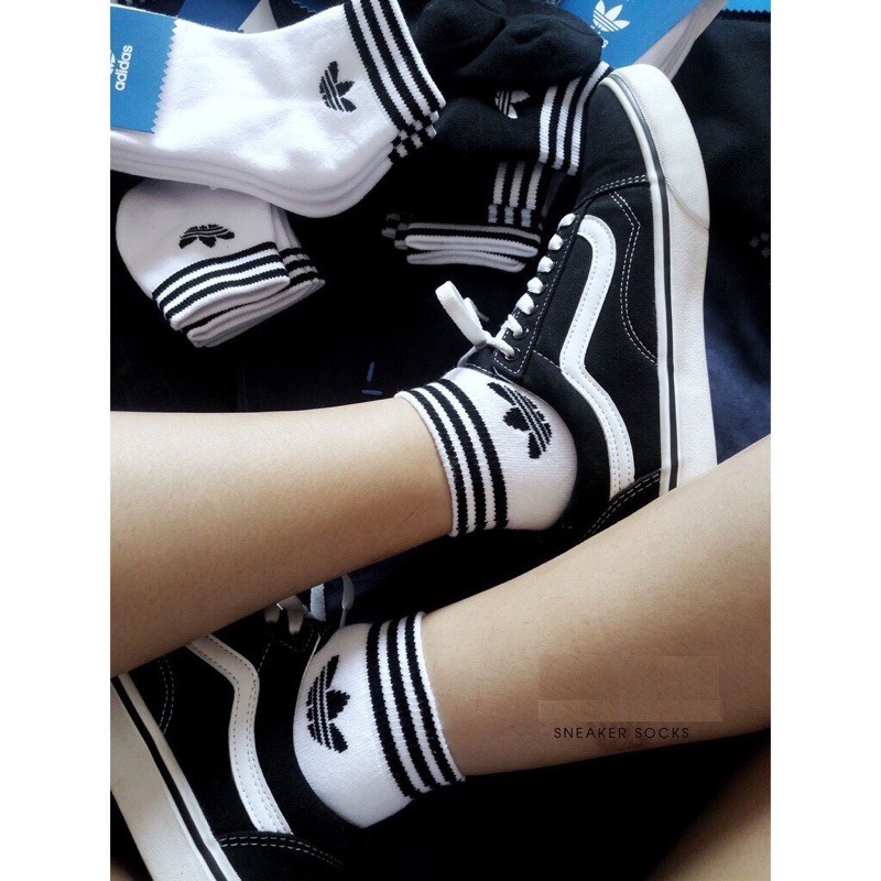 Tất Adidas cổ ngắn 3 Sọc, Tất thể thao ngắn cổ VNXK Vớ dệt kim thể thao