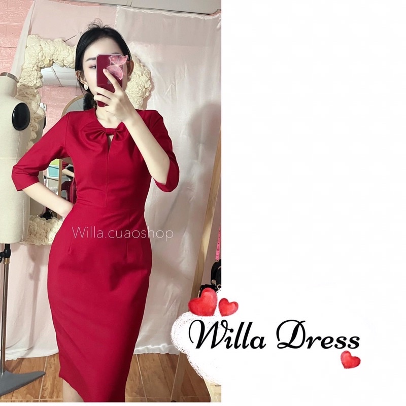 Willa dress đầm Cuao đầm ôm cổ nơ sang trọng dịu dàng - Willa.cuaoshop