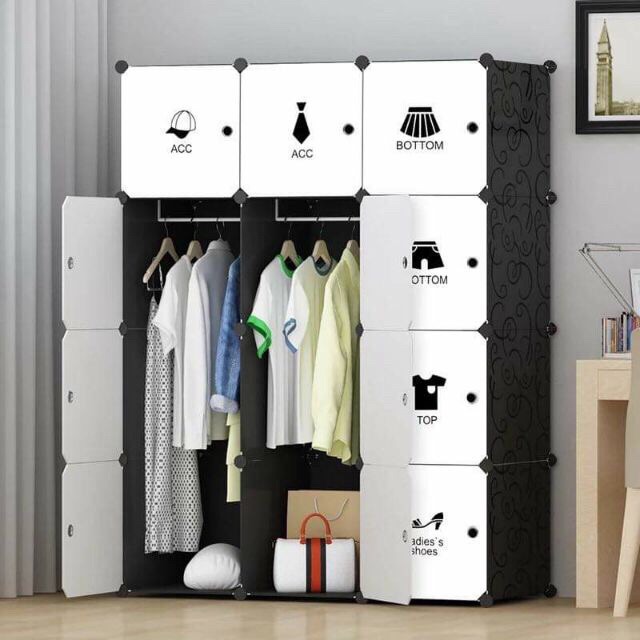 FREESHIP 99K TOÀN QUỐC_Size 37x37cm- tủ nhựa ghép 12 ô Tặng kèm 2 treo đồ