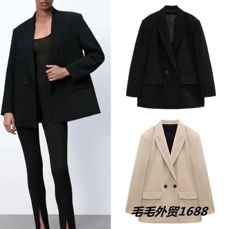 Áo Blazer Đen/Be [Freeship] Áo Vest Nữ Công Sở Basic 2 Màu Đêm Vai From Chuẩn Full Size S M L