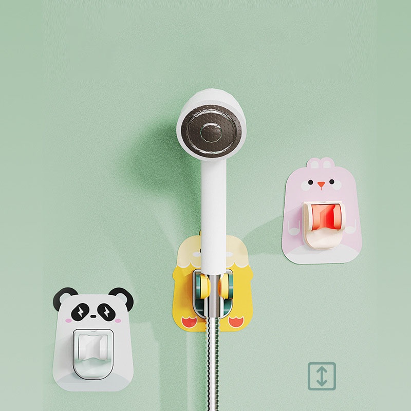 Giá đỡ vòi sen, vòi xịt nhà vệ sinh dán tường LivingC, kệ vòi sen điều chỉnh góc độ 7 cấp hình thú dễ thương