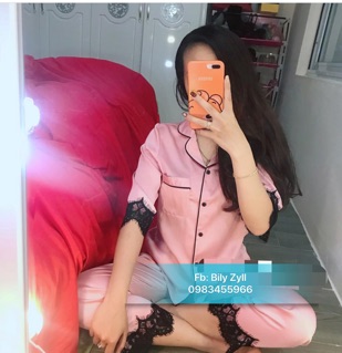 Bộ Pijama lụa ren