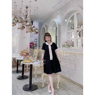 🌈 VÁY ĐẦM SUÔNG BBD ĐEN PHỐI CỔ BÈO_ video thật💕