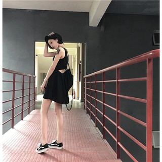 [NGODT1120 - giảm thêm 15k]  Váy xòe hở lưng màu đen