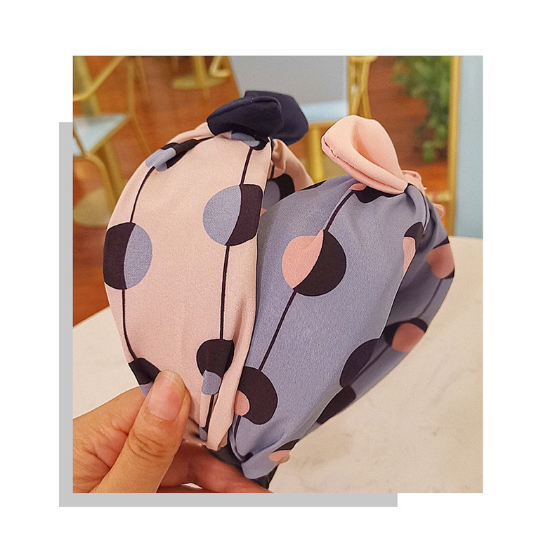 Băng Đô Cài Tóc Thắt Nơ Họa Tiết Chấm Bi Màu Sắc Ngọt Ngào Phong Cách Hàn Quốc